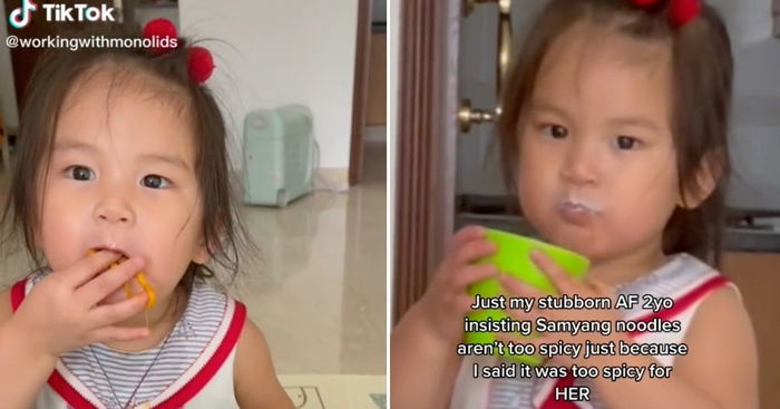 'Are You Sure It's Not Too Spicy?' Mum Taps Out But Toddler Gobbles Down Samyang Ramen Like A Champ