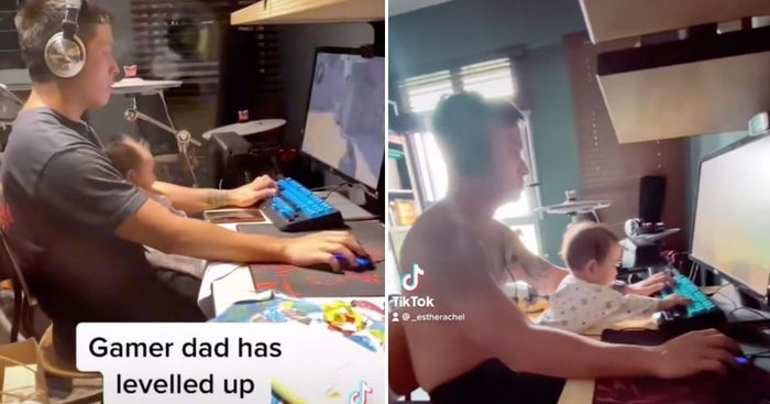 Beyond The Call Of Duty: Dad Amuses Netizens With Ability To Entertain Baby As He Games