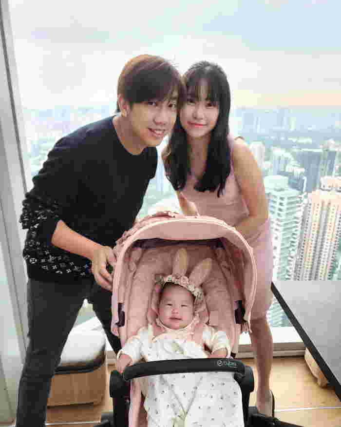 DJ Gerald Koh, wife Thia Zhi Xin and daughter Gemma