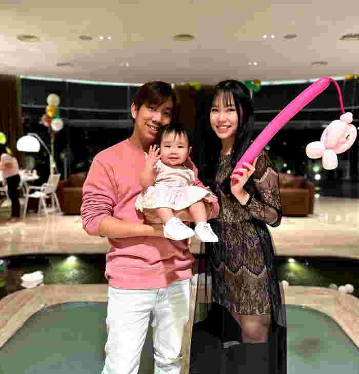 DJ Gerald Koh, wife Thia Zhi Xin, and daughter Gemma