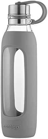 Contigo 72907 Purity Glass Water Bottle with Silicone Tethered Lid, Gray, 20oz |  Best Tumbler in Singapore