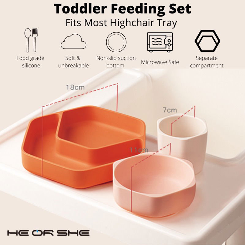 Heorshe Toddler Feeding Set - Best curved bowls and plates