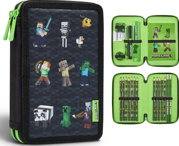 Minecraft Filled Pencil Case and Stationery Set