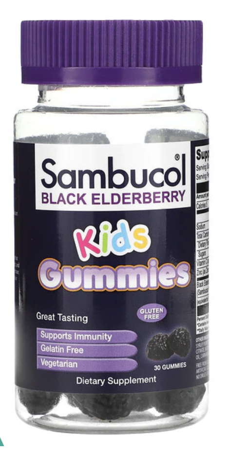 Sambucol Kids Black Elderberry Gummies are a popular immune-support supplement designed for children aged 2 and above. Each gummy delivers 3,400 mg of premium European Haschberg black elderberries (Sambucus nigra) per maximum serving, along with Vitamin C and Zinc, essential nutrients known to support a healthy immune system. These gummies are vegan-friendly and free from artificial flavors, gluten, soy, dairy, eggs, and nuts, making them suitable for various dietary needs.