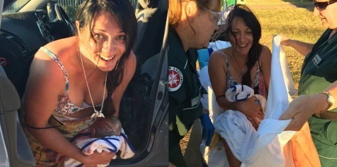 Melahirkan di mobil menjadi pengalaman terindah bagi ibu ini, foto-foto ini buktinya!