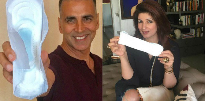 Kumpulan foto artis Bollywood memegang pembalut untuk viralkan Padman Challenge
