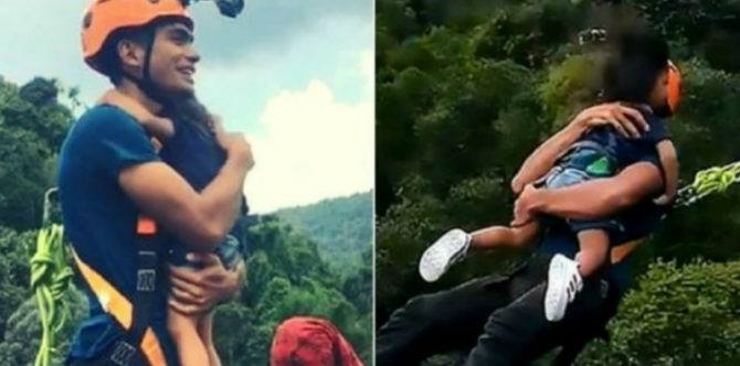 Nekat ajak anaknya berusia 2 tahun bungee jumping, ayah ini tuai kontroversi warganet!