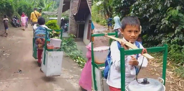 Bikin haru! Perjuangan anak 7 tahun jualan bakso keliling tiap hari