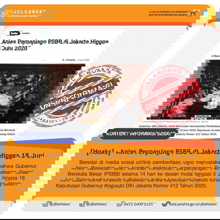 Hoaks PSBB Jakarta Diperpanjang 18 Juni 2020
