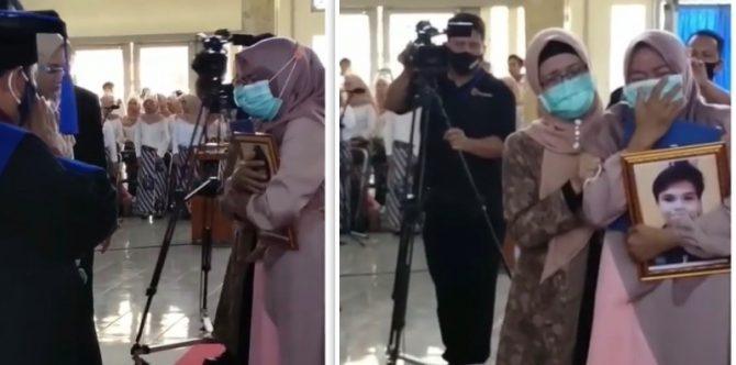 Banjir Air Mata, Ibu Ini Wakili Wisuda Anaknya yang Telah Meninggal