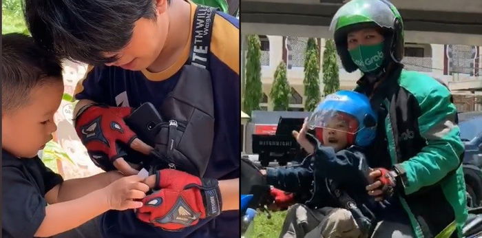 Pengemudi Ojol Ini Viral Karena Bawa Anak Sambil Bekerja, Begini Kisahnya