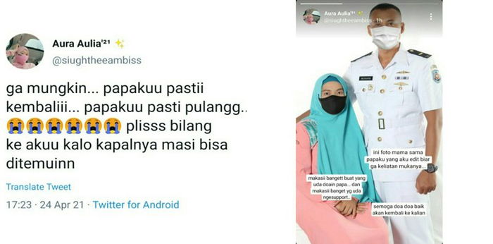 Curahan Hati Anak Awak KRI Nanggala-402, "Papa Lagi Apa di Dalam Laut Sana?"