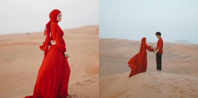 Tampil Elegan, 7 Pemotretan Dinda Hauw dan Rey Mbayang di Gurun Pasir Dubai