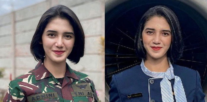 7 Potret Cantik Serda Adhini, Prajurit TNI AU yang Jadi Pramugari Presiden