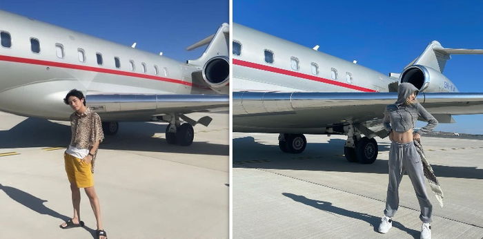 V-BTS dan Lisa BLACKPINK Naik Jet Pribadi ke Paris, Mewah!