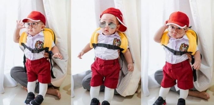 11 Foto Lucu Rayyanza Pakai Seragam SD
