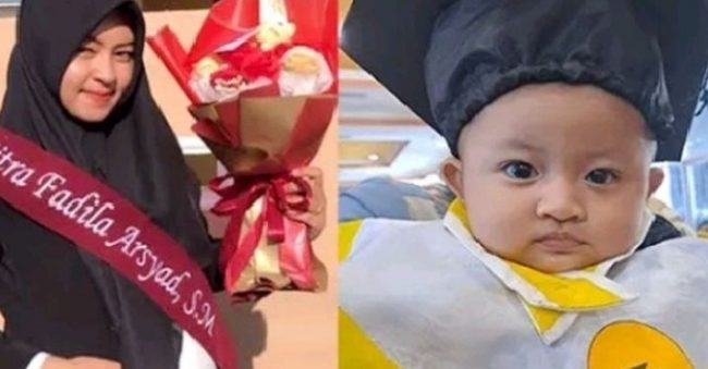 Bayi 4 bulan Ikut Wisuda Gantikan Orang Tuanya, Bikin Haru!