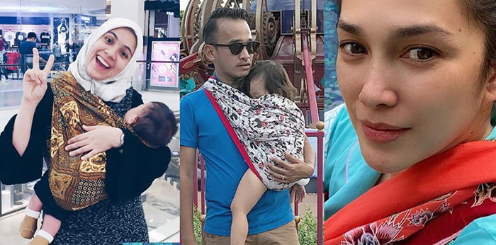 10 Artis yang Tak Malu Gendong Anaknya dengan Kain Jarik