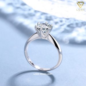 Cincin nikah emas putih single LORE Jewelry Moissanite Ring