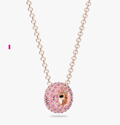 Stone Pendant, Pink, Rose Gold-Tone Plated