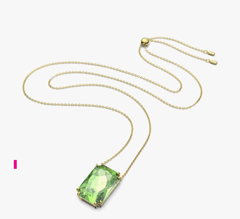 Millenia Pendant, Octagon Cut, Green, Gold-Tone Plated - Green