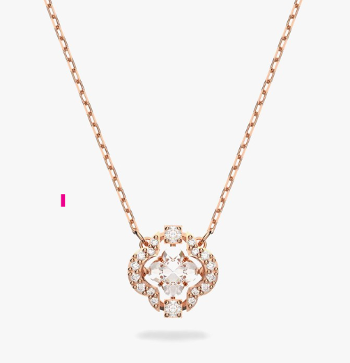 Sparkling Dance Necklace, White, Rose Gold-Tone Plated - White