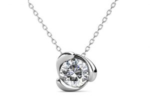 kalung emas putih simple elegan Her Jewellery Rose Crystal