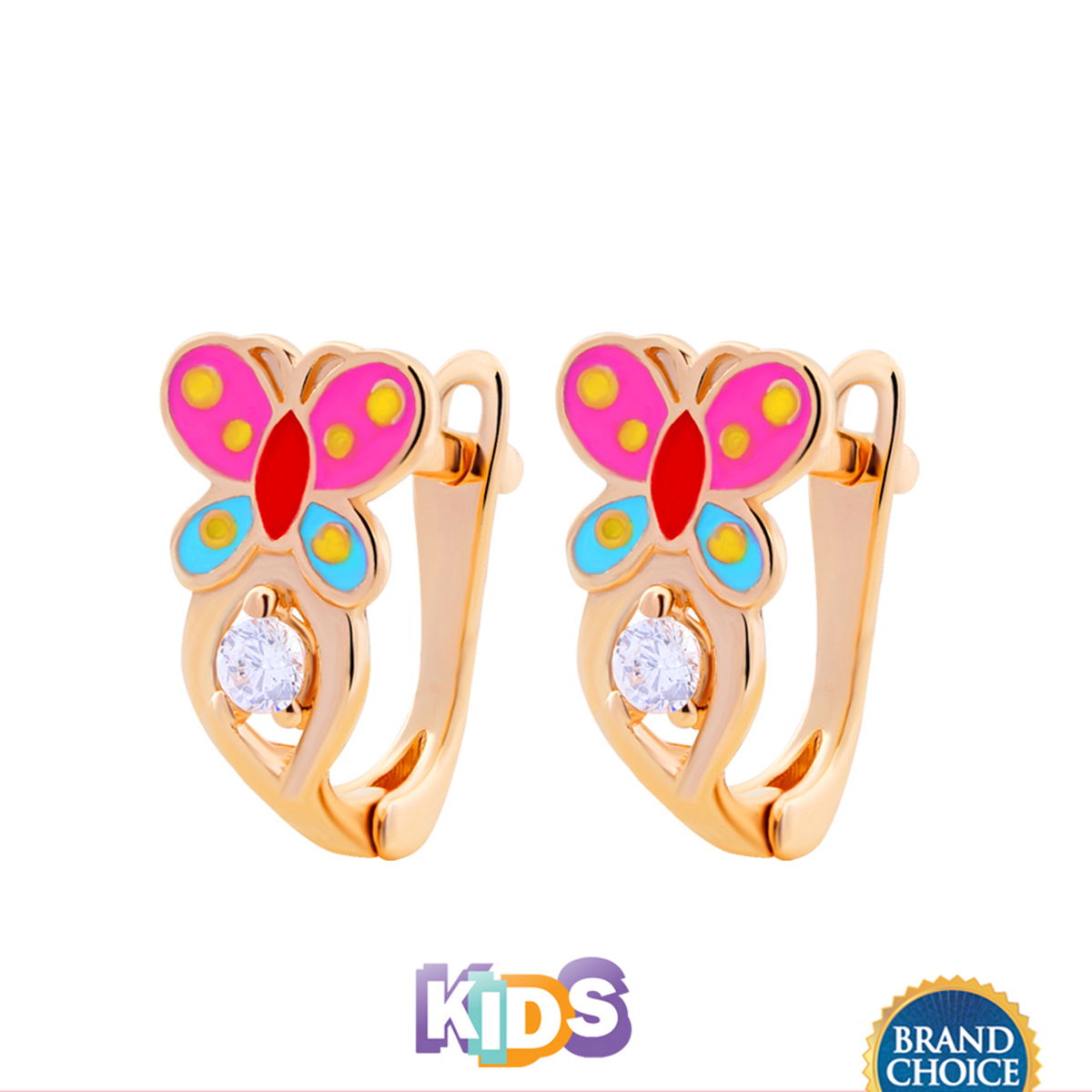 Anting Emas Baby Colour Butterfly - anting bayi baru lahir