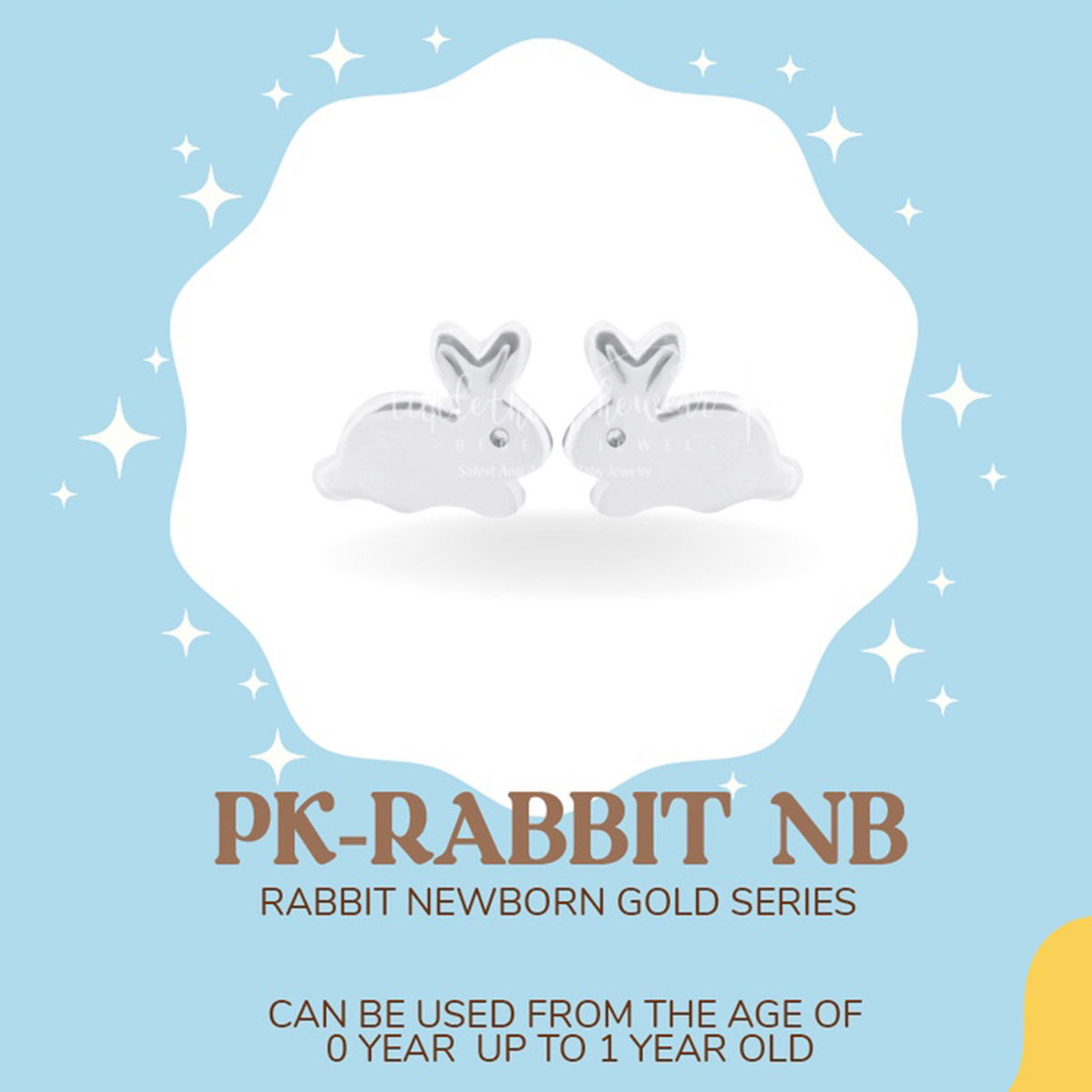 Littlethingshewear Rabbit Newborn White Gold - anting bayi baru lahir