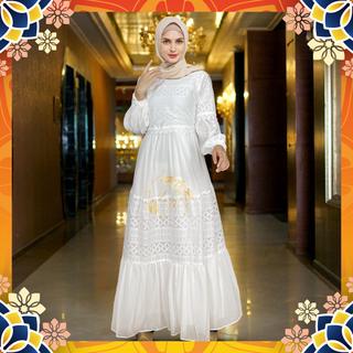 LaMarena Gamis Putih Brukat-model baju pesta untuk orang gemuk agar terlihat langsing
