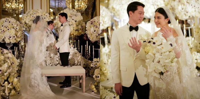Potret Pernikahan Kevin Sanjaya dan Valencia Tanoe di Paris, Mewah Serba Putih!