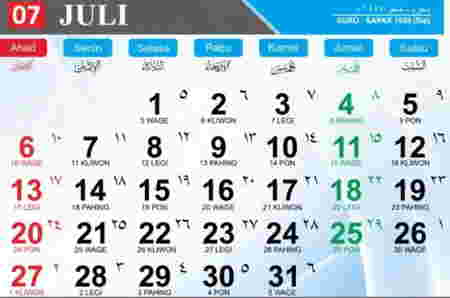 Kalender Jawa 2025 - Juli