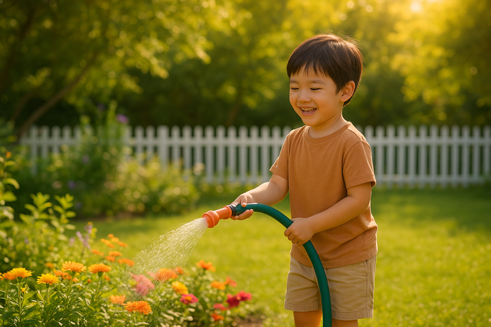 ให้ลูกช่วยงานบ้าน รดน้ำต้นไม้