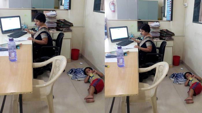 Membawa Anak ke Tempat Kerja, Ibu Ini Mendapat Pujian Netizen
