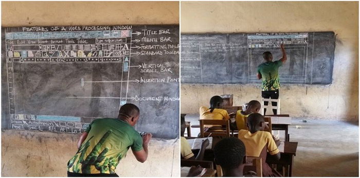 Tak ada komputer di sekolah, cikgu ini sanggup lukis Microsoft Word atas papan hitam!