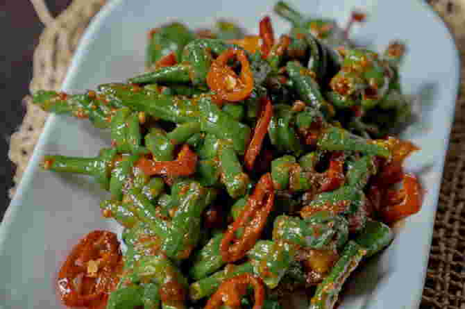 kacang panjang tumis belacan