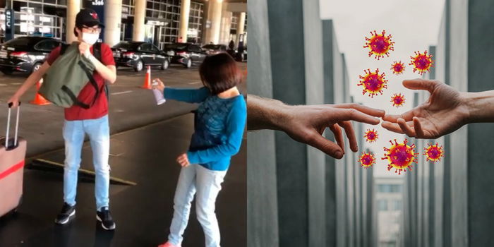 LUCU! Ibu Terus Spray Badan Anak Semasa Tiba Di KLIA, Takut Bawa Balik Virus Covid-19!