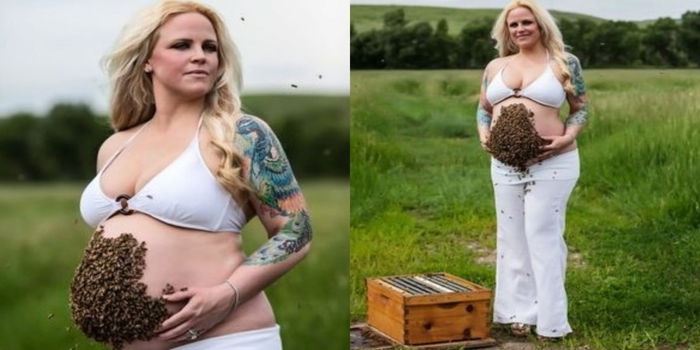 Tak Takut Kena Sengat, Ibu Hamil Ini Buat Photoshoot Dengan 10 Ribu LEBAH !