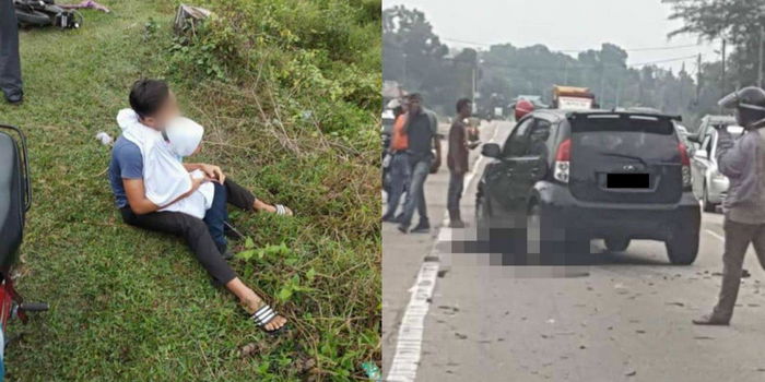 2 Beradik Berpelukan, Terkejut Tengok Tubuh Ibu Di Bawah Kereta Yang Maut Kemalangan