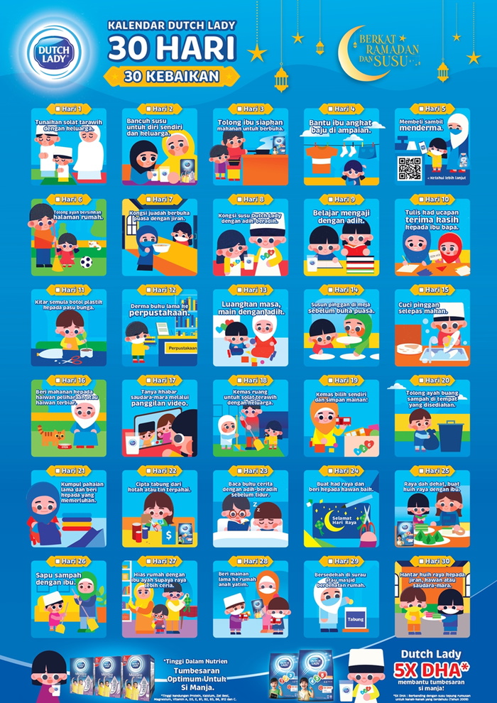 Kalendar 30 Hari, 30 Kebaikan: Aktiviti Menarik Untuk Anak Anda Ramadan Ini