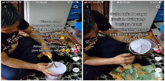 Tiada KWSP Macam Orang Lain, Pasangan Ini Nekad Pecah Tabung Buat Beli Baju Raya