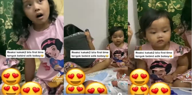 ''Mama Tu Siput Ke?'' Reaksi Tiga Kakak Tergamam Pertama Kali Lihat 'Bebird' Adik Lelaki