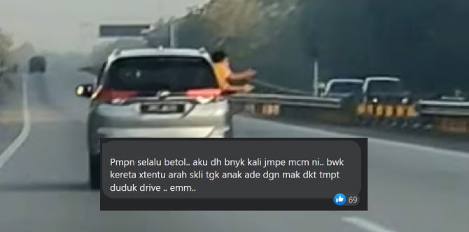 (Video) Wanita Selamba Pandu Kereta Sambil Pegang Bayi & Anak Berdiri Di Tingkap