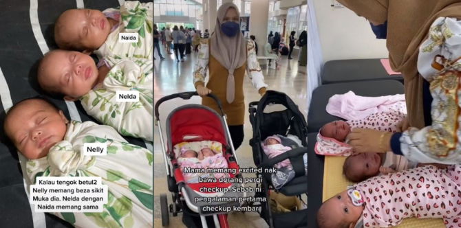 Rezeki Dapat Triplet Seiras, Ibu Kongsi Cara Urus & Bezakan Bayi Kembar Tiganya Yang Lucu