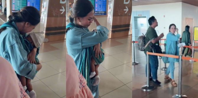 Berat Hati Tinggalkan Anak Kerana Kerjaya, Ibu Menangis Teresak-Esak Di Lapangan Terbang
