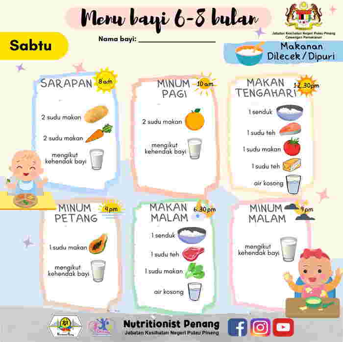 makanan baby hari sabtu